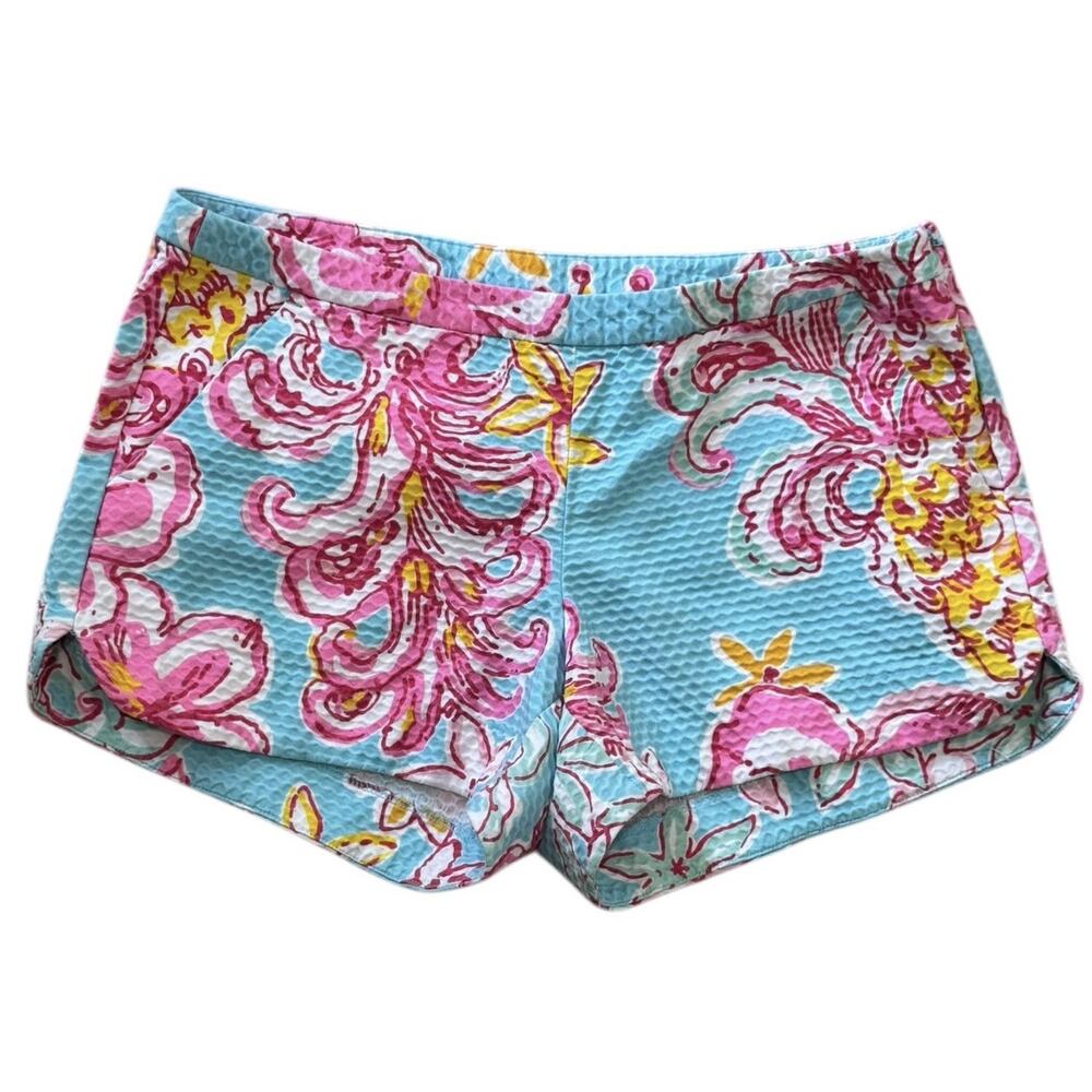 Lilly Pulitzer Adie Shorts Sz 2 Breakwater Blue Lolita Cotton Side Zip Women's